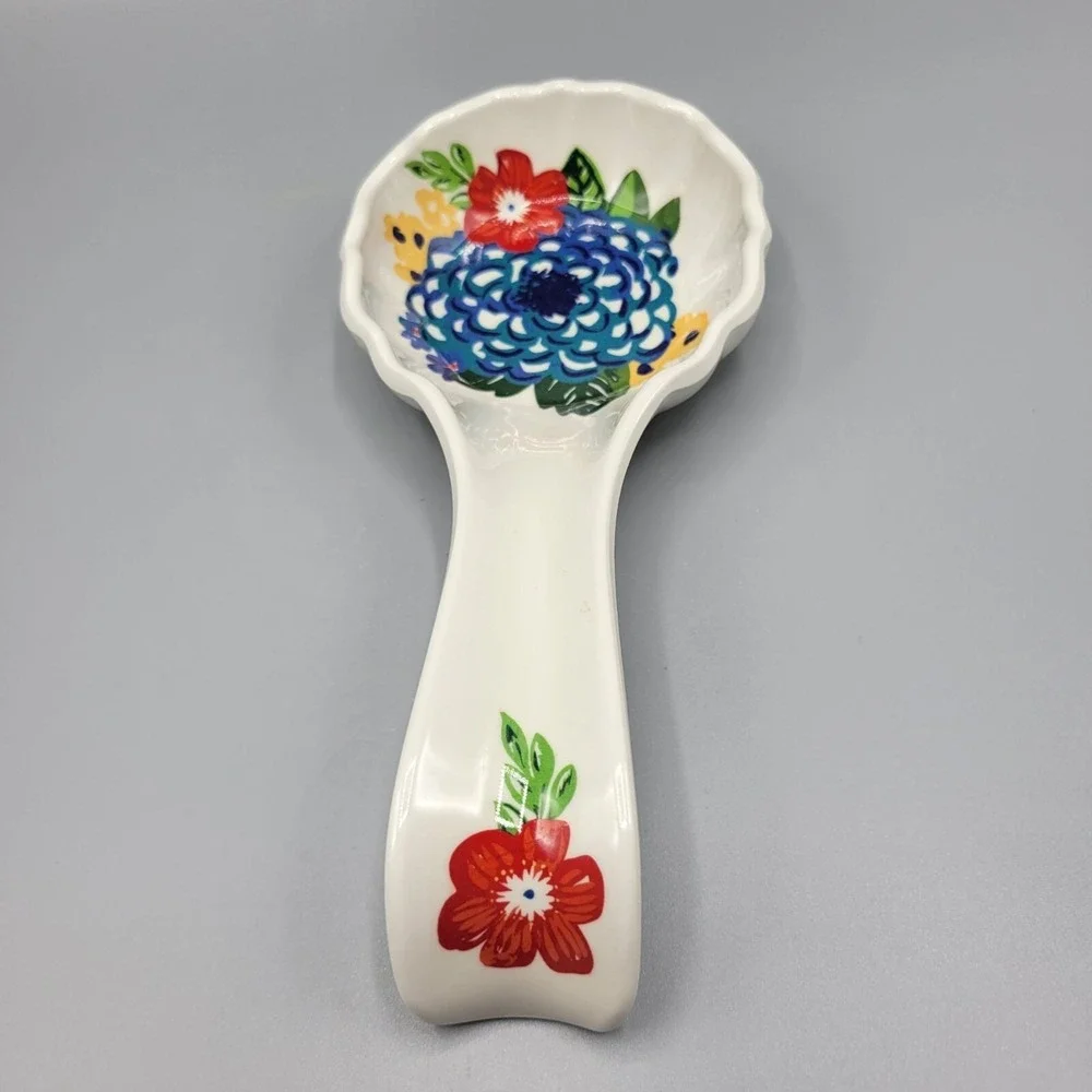 The Pioneer Woman Melamine Spoon Rest Floral Design Kitchen Utensil Holder